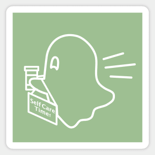 Self Care Ghostie on their way to bring you your meds! Sticker